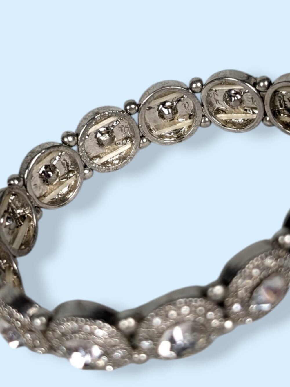 White Rhinestone Halo Stretch Bracelet - Picture 4 of 5